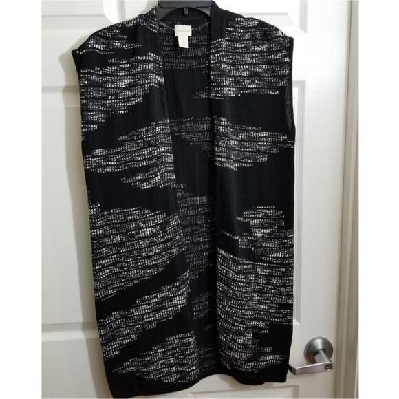 CHICO'S Aztec boho black and white‎ sweater vest Size 0 small - Picture 1 of 5